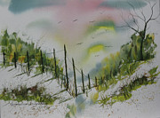 Sunset on Beach Fences Painting by Catherine Ludwig Donleycott