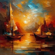 Sunset Ships Digital Art by Bonnie Bruno