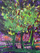 Sunset Trees Painting by Tessa Evette