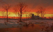 Sunset, Winter 1862 by Louis Remy Mignot Painting by Louis Remy Mignot