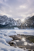 Sunstar Reflections on Frozen Mountain Pool Photograph by Joanne Eastope