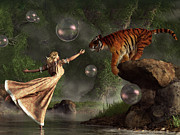 Surreal Tigr Bubble Waterdancer Dream 4to3 ratio Digital Art by Daniel Eskridge
