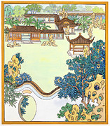 Suzhou Gardens V - Navy Tones Painting by Sun Chuanzhe Suzhou Gardens V - Navy Tones Painting by Sun Chuanzhe
