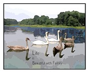 Swan family Painting by Follow Themoonart