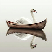 Swan in a Boat Ai Art by Lori Lea Studios