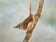 Sweet Carolina Wren Painting by Angeles M Pomata