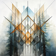 Symmetrical Sanctuary of Impressionist Evergreens Painting by Lourry Legarde Symmetrical Sanctuary of Impressionist Evergreens Painting by Lourry Legarde