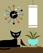 Tabletop Cat with Eames House Bird Digital Art by Donna Mibus