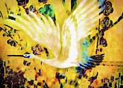 Taking Wing Above the Garden - Kimono Series Digital Art by Susan Maxwell Schmidt