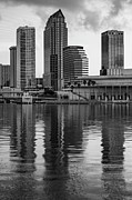 Tampa Bay Skyline Reflections and Cityscape - Black and White Photograph by Gregory Ballos Tampa Bay Skyline Reflections and Cityscape - Black and White Photograph by Gregory Ballos