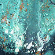 Teal Flow Painting by Maria Meester