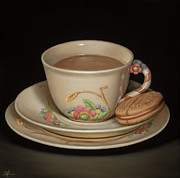 Teascape with Orange Slice Painting by Catherine Abel