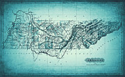 Tennessee Vintage Map 1826 Cool Blue  Drawing by Carol Japp