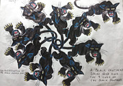 The 9 Livez of the Black Pantherz  Drawing by Joedee