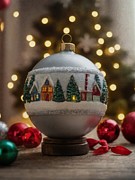 The Bauble of Unity - A Snowy Village's Christmas Spirit Digital Art by Samuel HUYNH