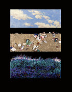The Beach in Three Mixed Media by Wendy Golden