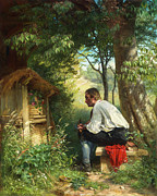 The Bee Friend by Hans Thoma 1863 Painting by Hans thoma