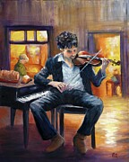 The Cafe Violinist Painting by Evelyn Snyder