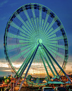 The Colorful Branson 76 Strip Ferris Wheel at Dusk Photograph by Gregory Ballos