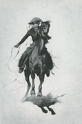 The Cow Puncher, Sketch Drawing by Frederic Remington