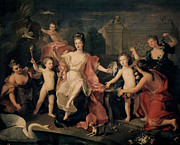 The Duchess of Burgundy and her Children - 18th century - oil on canvas - 216 x 268 cm. LEDA. Painting by Pierre Gobert -1662-1744-