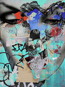 The face with graffiti Digital Art by Gabi Hampe