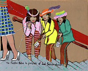 The Fashion Police in Haute Pursuit of Bad Fashion Choices Painting by Jo Potocki