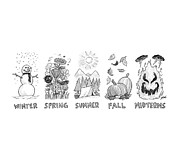 The Five Seasons Drawing by Tom Toro