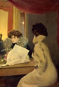 'The Front Box' by Ramon Casas. Oil on canvas, 1901-1902, 143.5 x 98 cm. Painting by Ramon Casas i Carbo -1866-1932-