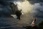 The girl and the eagle Digital Art by Dejan Travica