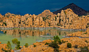 The Granite Dells - Monsoon Storm in the distance Photograph by Geno