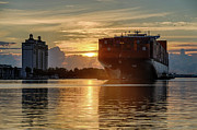 The Hamburg Express Container Ship Beautiful Sunrise Photograph by Toby McGuire