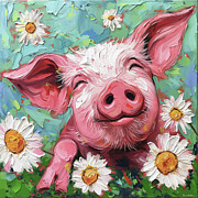 The Happy Pig Painting by Tina LeCour The Happy Pig Painting by Tina LeCour