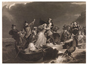 The Landing of the Pilgrims at Plymouth Rock, 1620 Drawing by Joseph Andrews