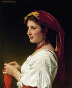 The Little Knitter 1881 Mixed Media by William-Adolphe Bouguereau