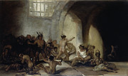 'The Madhouse', 1815-1819, Oil on panel, 45 x 72 cm. Painting by Francisco de Goya -1746-1828-