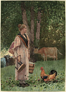 The Milk Maid. Dated 1878. Painting by Winslow Homer