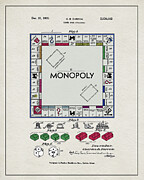 The Original Monopoly Game Patent - Colorized Digital Art by Dale Kincaid