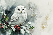 The Owl's Gaze - Snowy Owls Art Painting by Lourry Legarde The Owl's Gaze - Snowy Owls Art Painting by Lourry Legarde