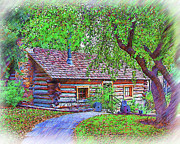 The Ranch House Sketched Digital Art by Kirt Tisdale