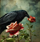 The Raven and the Rose Digital Art by Ally White