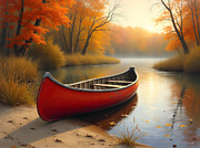 The Red Canoe Digital Art by Greg Joens