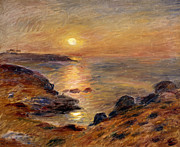 The Setting of the Sun at Douarnenez Painting by Pierre Auguste Renoir