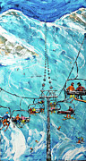 The Swiss Wall Chairlift Chavanette Painting by Pete Caswell