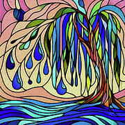 The Weeping Tree Mosaic  Mixed Media by Shelli Fitzpatrick