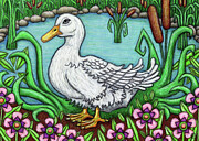 The White Pekin. Menagerie. Painting by Amy E Fraser