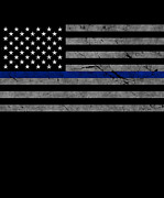 Thin Blue Line US Flag Digital Art by Flippin Sweet Gear