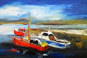 Three Boats At Rest Painting Painting by Mary Cahalan Lee - aka PIXI