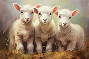 Three Little Lambs Painting by Tina LeCour
