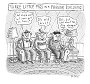 Three Little Pigs in a Prewar Building Drawing by Roz Chast